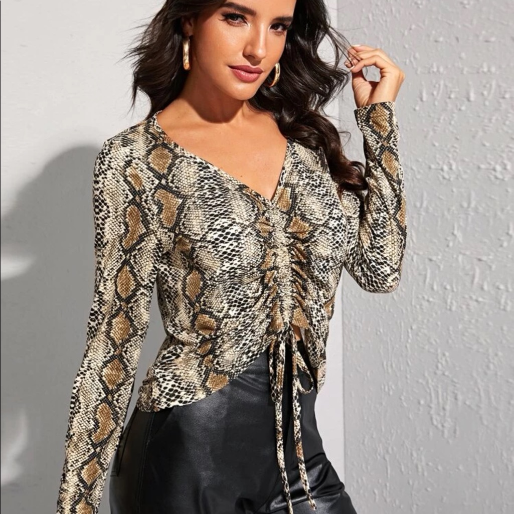 Snakeskin Pullstring Top